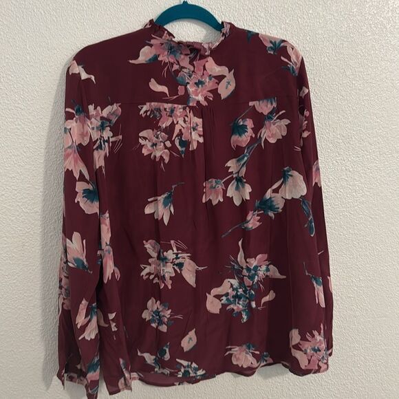 Daniel Rainn- maroon floral chifon blouse- Size XXL - Picture 6 of 7